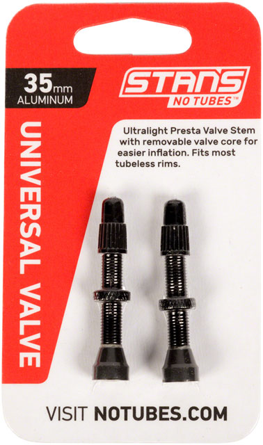 Stan's Alloy Valve Stems - 35mm, Pair, Black