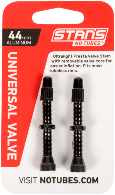 Stan's Alloy Valve Stems - 44mm, Pair, Black