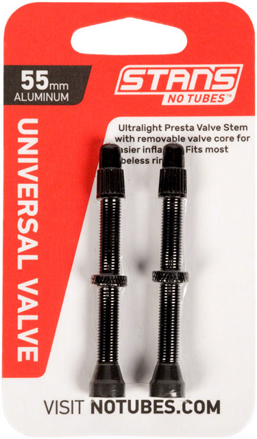 Stan's Alloy Valve Stems - 55mm, Pair, Black