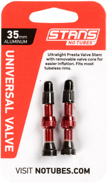 Stan's Alloy Valve Stems - 35mm, Pair, Red