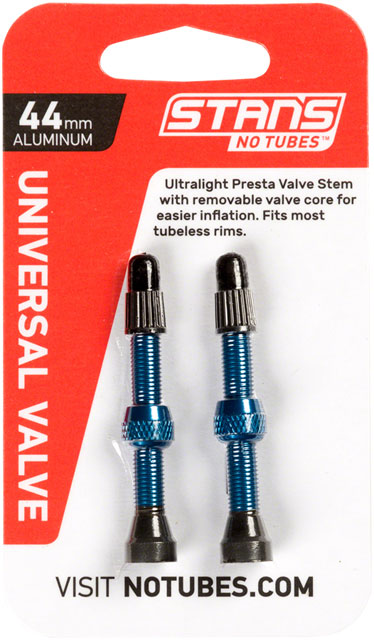 Stan's Alloy Valve Stems - 44mm, Pair, Blue