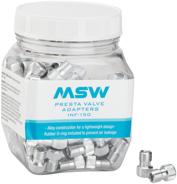 MSW Presta Valve to Schrader Valve Adapter, Jar of 150