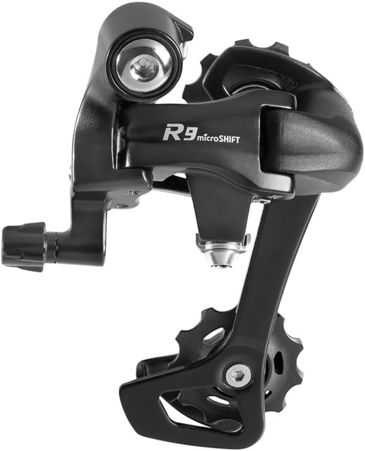 microSHIFT R9 Rear Derailleur - For use with 9-Speed Shimano Compatible Road Systems, Long Cage, Black