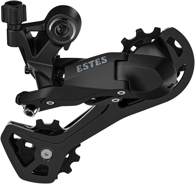 microSHIFT Estes 2x Rear Derailleur - 7/8/9-Speed, Long Cage, 28-32t Max Cog, 11-14t Min Cog, 43t Capacity, Black