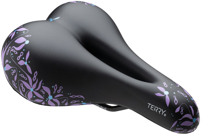 Terry Cite X Gel Saddle - Steel, Chain Blossom Blue