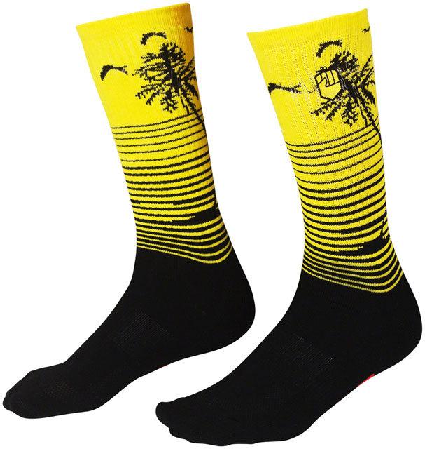 Fist Handwear Miami Phase 2 Crew Sock - Black/Yellow, Large/X-Large