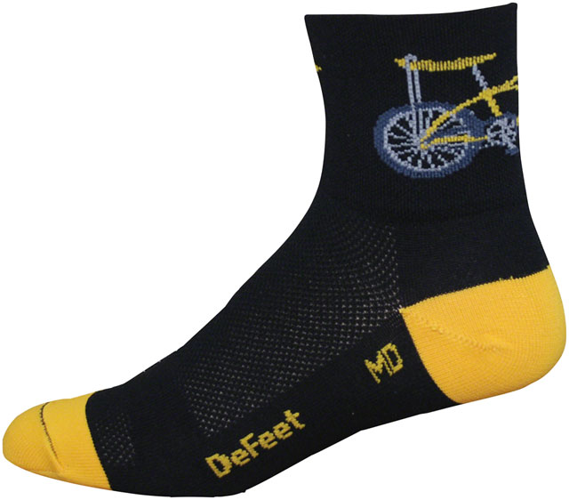DeFeet Aireator Banana Bike Socks - 3", Black/Yellow, Medium