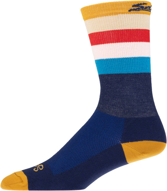 Salsa Team Polytone Sock - 8 inch, Navy, w/ Stripes, Small/Medium