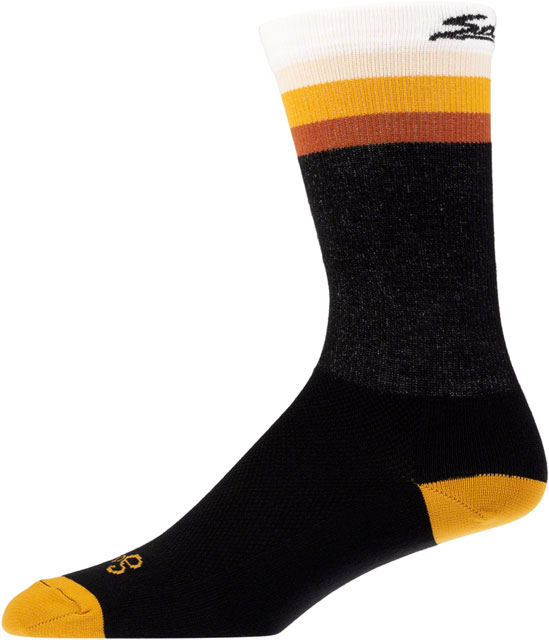 Salsa Latitude Sock - 8", Black, White/Stripes, Small/ Medium
