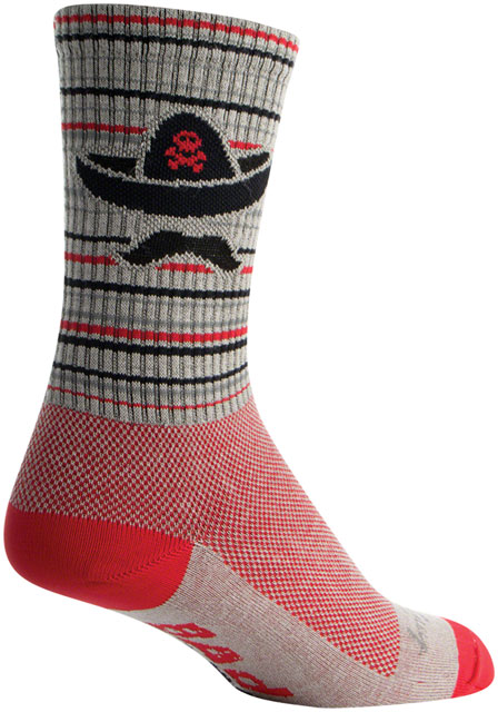 SockGuy Crew Bad Hombre Socks - 6", Khaki/Red/Black, Small/Medium