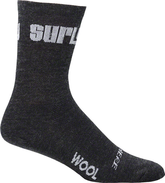 Surly Logo Wool Socks - 5 inch, Black, Small