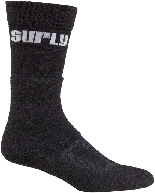 Surly Tall Logo Wool Socks - 8", Black, Small