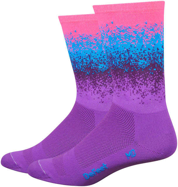 DeFeet Aireator Barnstormer Ombre Socks - 6 inch, Wildberry/Dawson/Process Blue/Hi-Vis Pink, X-Large