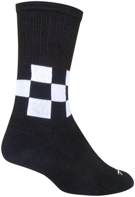 SockGuy SGX Speedway Socks - 6", Black/White, Small/Medium