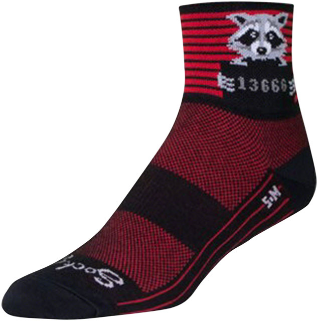 SockGuy Classic Busted Socks - 3", Black/Red Stripe, Large/X-Large