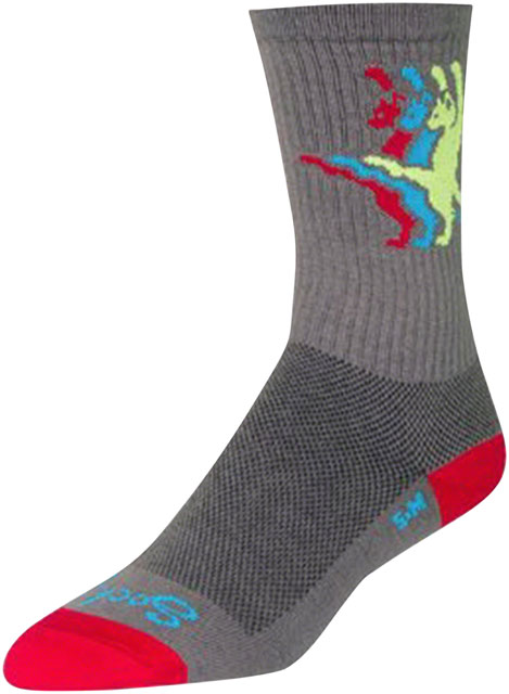 SockGuy Crew Kat-Fu Socks - 6", Gray, Small/Medium