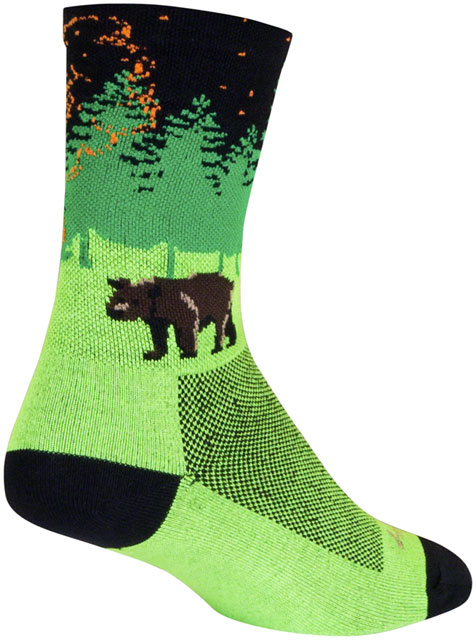 SockGuy Off the Grid Crew Socks - 6", Green/Black/Brown, Small/Medium