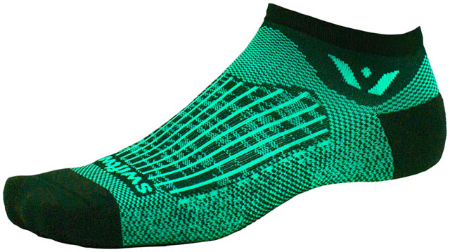 Swiftwick Aspire Zero Socks - No Show, Bolt Black Seafoam, Medium