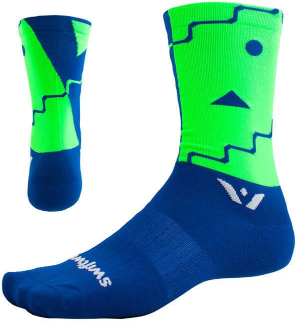 Swiftwick Vision Six Abstract Sock - 6", Blue, Large