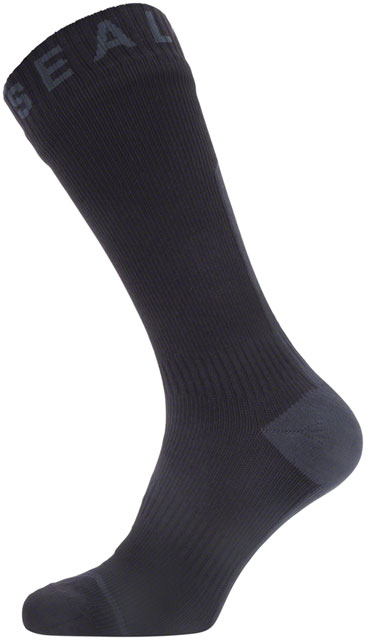SealSkinz Waterproof All Weather Mid Length Hydrostop Socks - 5", Black/Gray, Small
