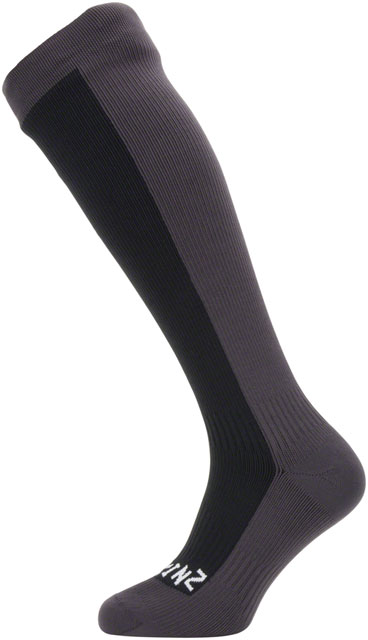 SealSkinz Waterproof Cold Weather Knee Length Socks - 10", Black/Gray, Small