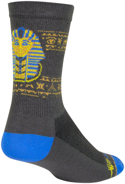 SockGuy Ancient Crew Socks - 6 inch, Gray/Yellow/Blue, Small/Medium