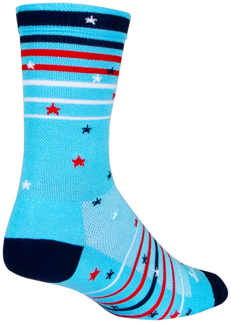 SockGuy Sparkler Crew Socks - 6", Red/White/Blue, Small/Medium