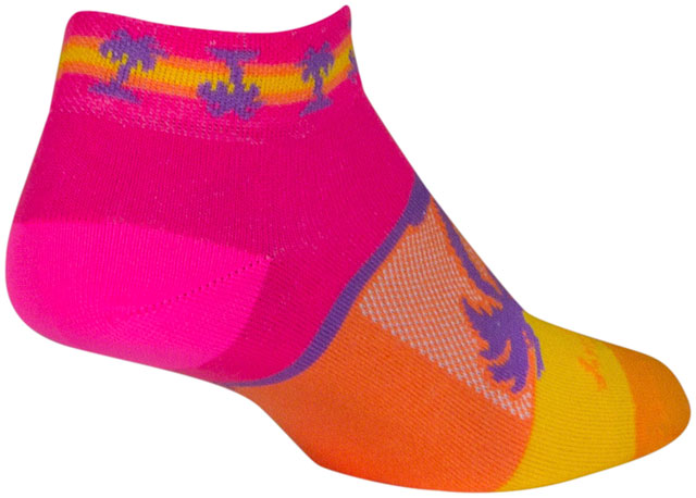 SockGuy Tropical Classic Low Socks - 1", Pink/Yellow/Orange, Women's, Small/Medium