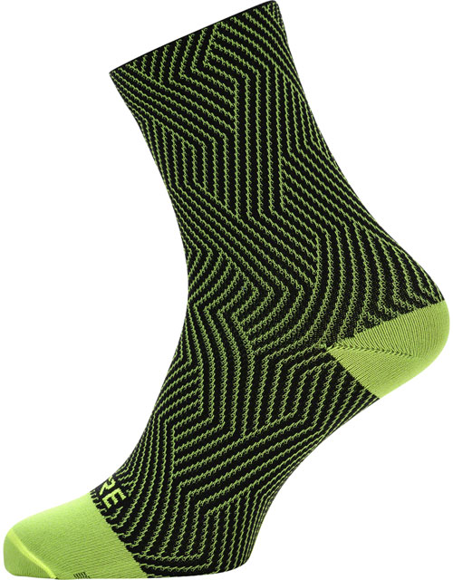 Gorewear C3 Mid Socks - 6.7", Neon Yellow/Black, Men's, 8-9.5