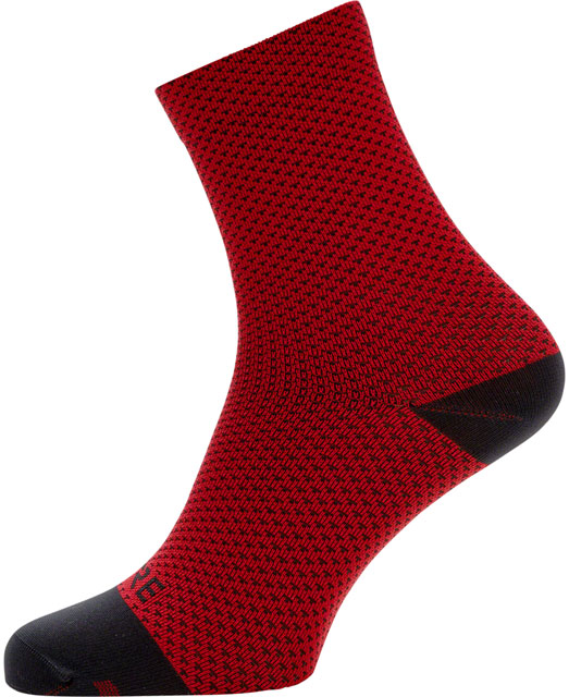 Gorewear C3 Dot Mid Socks - Red/Black, 6.7" Cuff, Fits Sizes 6-7.5