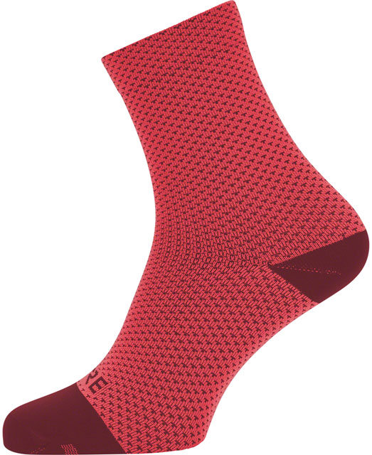 GORE C3 Dot Mid Socks - Hibiscus Pink/Chestnut Red, 6.7" Cuff, Fits Sizes 8-9.5