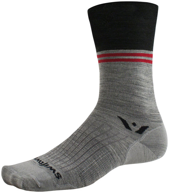 Swiftwick Pursuit Seven Ultralight Socks - 7", Block Stripe Charcoal, Large