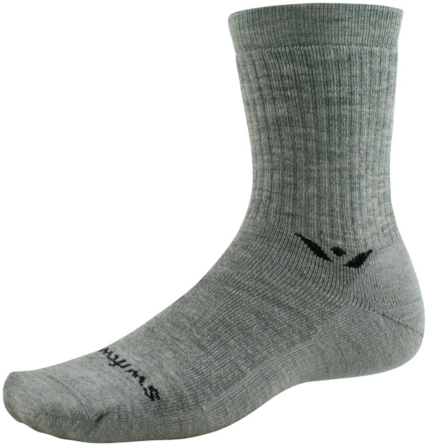 Swiftwick Pursuit Hike Light Cushion Wool Socks - 6", Light Weight Heather, Medium
