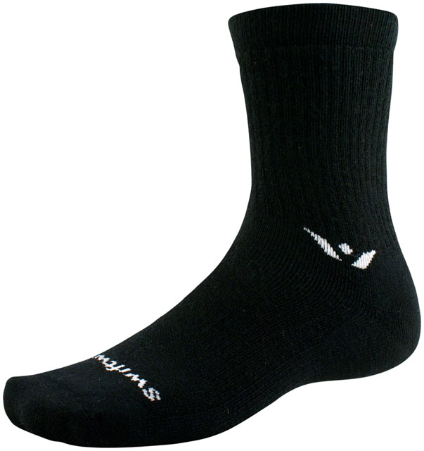 Swiftwick Pursuit Hike Medium Cushion Wool Socks - 6", Medium Weight Black, Large