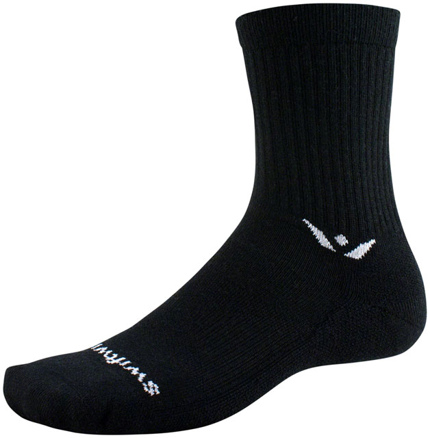 Swiftwick Pursuit Hike Light Cushion Wool Socks - 6", Light Weight Black, Medium