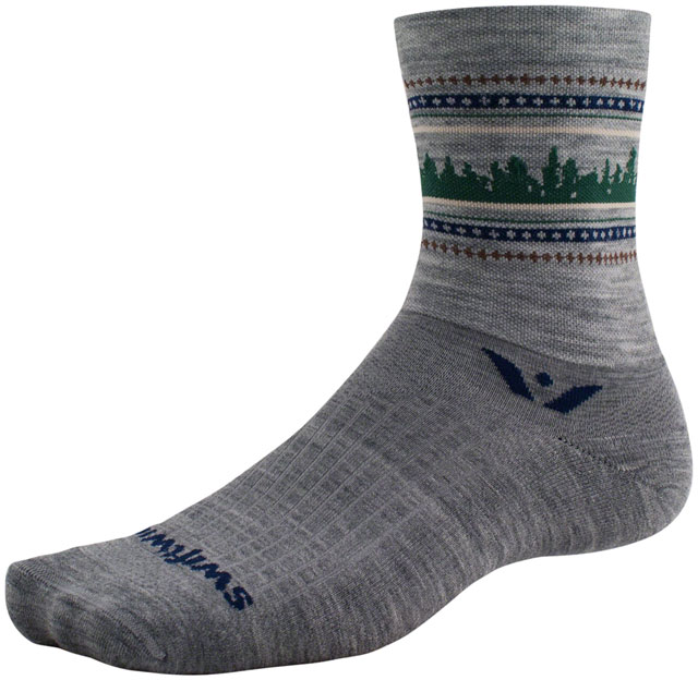 Swiftwick Vision Five Winter Collection Socks - 5", Winter Heather Forest, XL