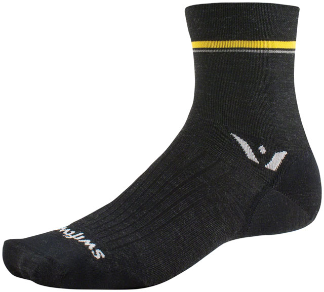 Swiftwick Pursuit Four Ultralight Socks - 4", Retro Stripe Charcoal, Medium