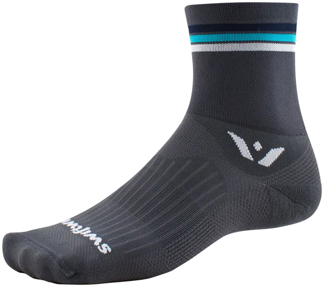 Swiftwick Aspire Four Socks - 4", Gray Stripe, X-Large