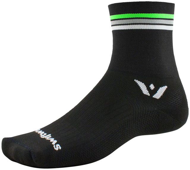 Swiftwick Aspire Four Socks - 4", Black Stripe, Large