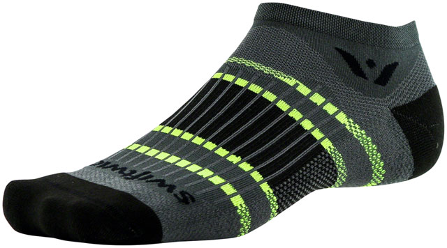 Swiftwick Aspire Zero Stripe Socks - No Show, Gray/Black, Medium