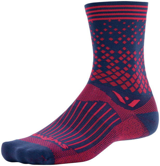 Swiftwick Vision Five Elevate Socks - 5", Navy/Red, Small/Medium