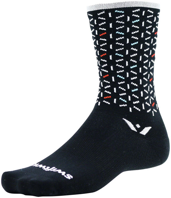 Swiftwick Vision Seven Atom Socks - 7", Black/White, Large/X-Large