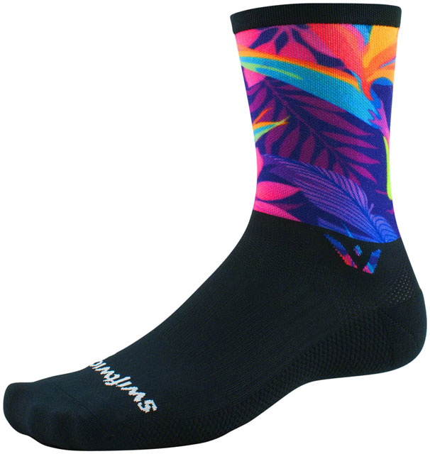 Swiftwick Vision 6 Impression Socks - 4", Neon Palm, X-Large