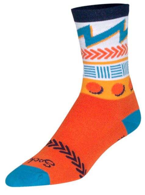 SockGuy Crew Doodle Socks - 6", Orange, Small/Medium