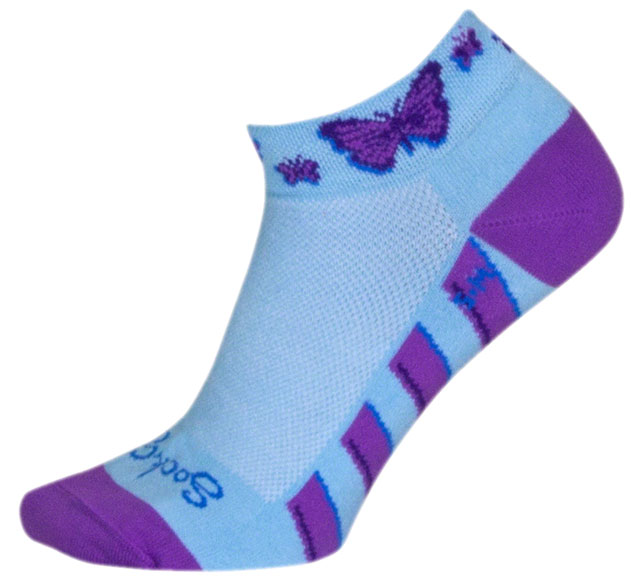 SockGuy Classic Flutterby Socks - 1", Light Blue, Small/Medium