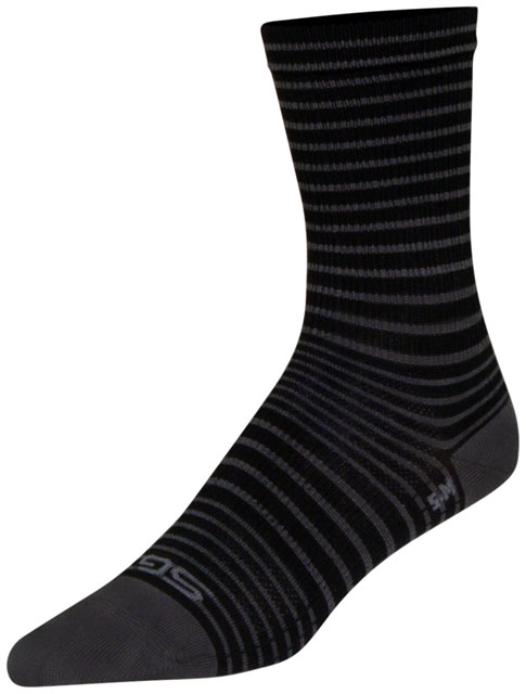 SockGuy SGX Black Stripes Socks - 6", Black, Large/X-Large