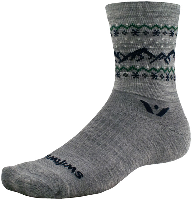Swiftwick Vision Five Socks - 5", Snow Capped Heather, Small