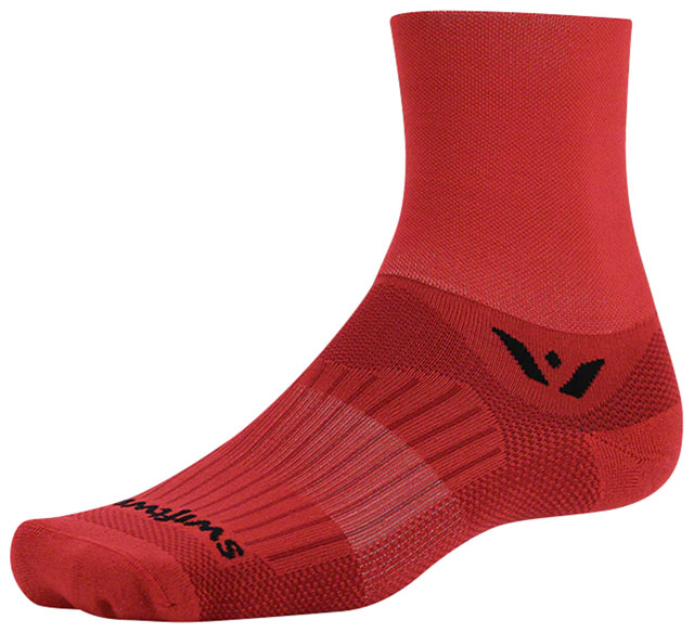 Swiftwick Aspire Quarter Crew Socks - 4", Red, Large