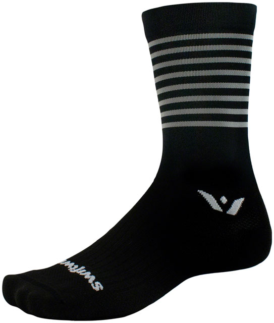Swiftwick Aspire Seven Stripe Socks - 7", Gray, Medium