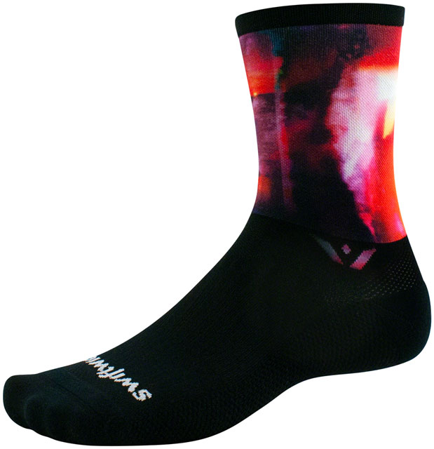 Swiftwick Vision Six Impression Exposure Socks - 6", Black/Multi,Medium